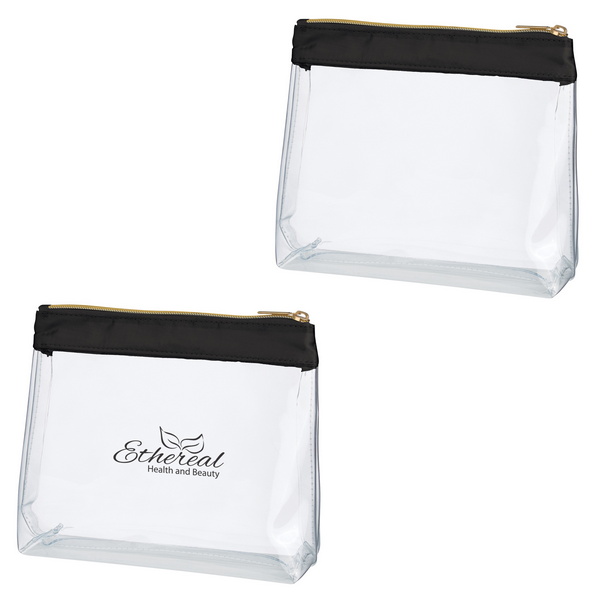 JH9499 Sadie Satin Clear Cosmetic Bag With Cust...